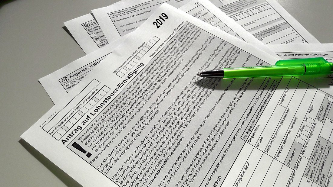 Formular der Steuererklärung für Lohnsteuerermäßigung